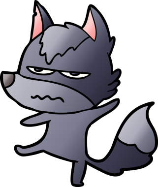 Bir insan tarafından çizilmiş rahatsız kurt çizgi filmi.