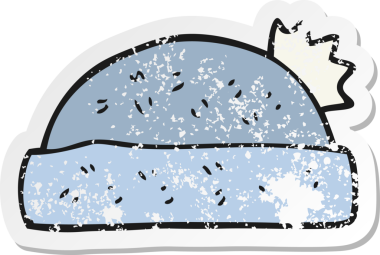 İnsan tarafından çizilmiş bir kış şapkasının gerilimli çıkartması.