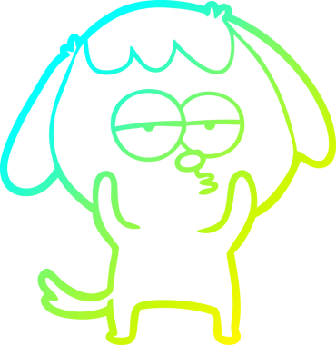 Bir insan tarafından çizilmiş ve sıkılmış bir köpeğin soğuk çizgi çizimi.