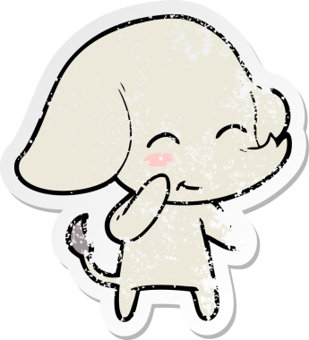 Bir insan tarafından çizilmiş şirin bir filin sıkıntılı çıkartması