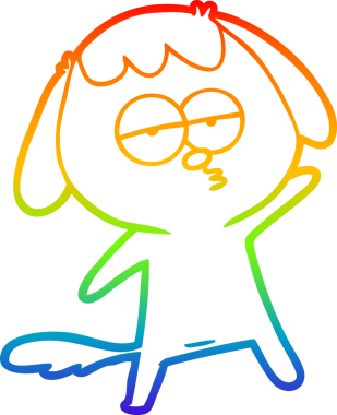 gökkuşağı gradyan çizgi çizimi bir insan tarafından çizilmiş sıkılmış bir köpek