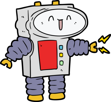 Bir insan tarafından çizilmiş çizgi film robotu