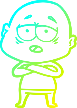 Bir insan tarafından çizilmiş, yorgun, kel bir adamın çizdiği soğuk çizgi.