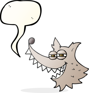 Bir insan tarafından çizilmiş serbest konuşma balonu çizgi filmi çılgın kurt.