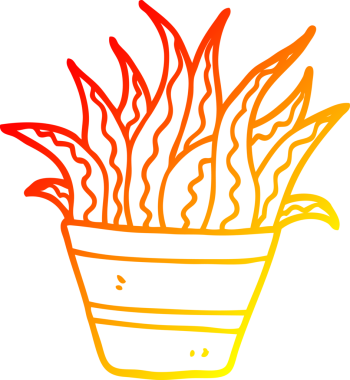 Bir insan tarafından çizilmiş karikatür bitkisinin sıcak gradyan çizimi