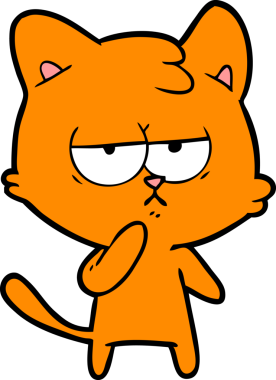 Bir insan tarafından çizilmiş sıkıcı çizgi film kedisi.