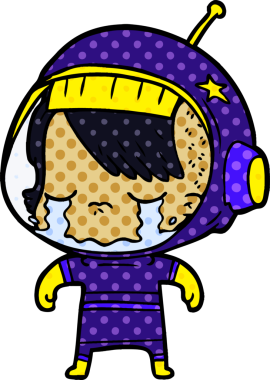 Bir insan tarafından çizilmiş ağlayan astronot kız.