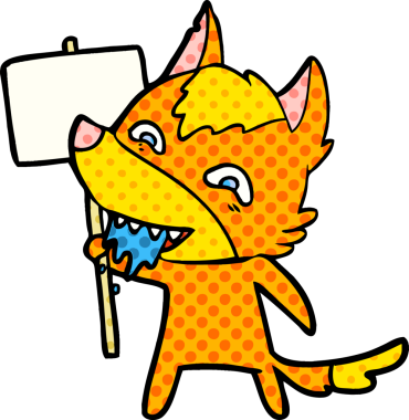 Bir insan tarafından çizilmiş tilki çizgi film karakteri