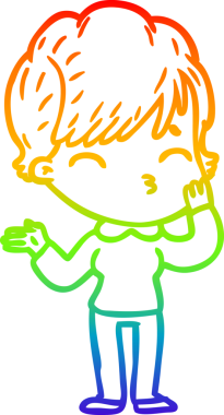 Gökkuşağı gradyan çizgi çizimi Bir insan tarafından çizilmiş bir çizgi kadın