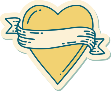 Bir insan tarafından çizilmiş geleneksel bir kalp ve bayrak stili dövme çıkartması.