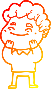 Bir insan tarafından çizilmiş, karikatür dostu bir adamın sıcak çizgi çizimi