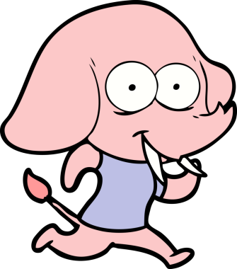 Bir insan tarafından çizilmiş mutlu bir fil.