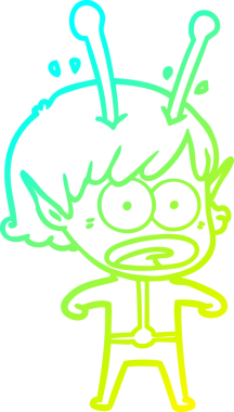 Bir çizgi film karakteri, bir insan tarafından çizilmiş soğuk gradyan çizimi.