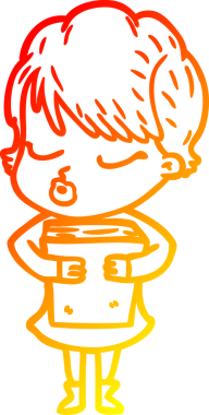 Bir insan tarafından çizilmiş gözleri olan çizgi film kadını çizimi.