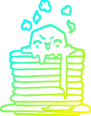 Bir insanın çizdiği krep üzerinde eriyen çizgi film tereyağı çizimi.