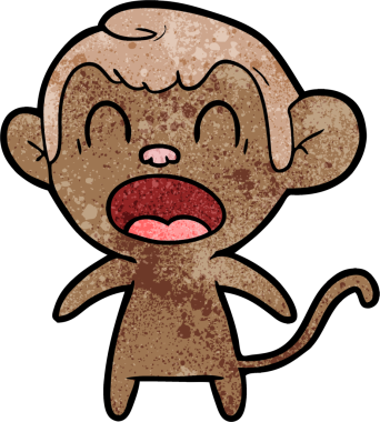 Bir insan tarafından çizilmiş bağıran çizgi maymun.