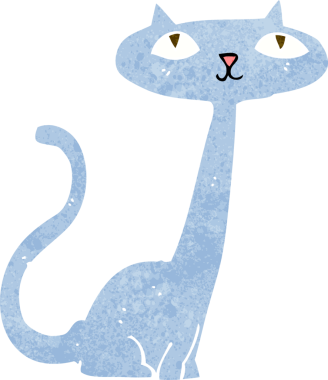 Bir insan tarafından çizilmiş çizgi film kedisi.