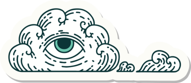 Her şeyi gören bir insan tarafından çizilmiş geleneksel bir dövme çıkartması.