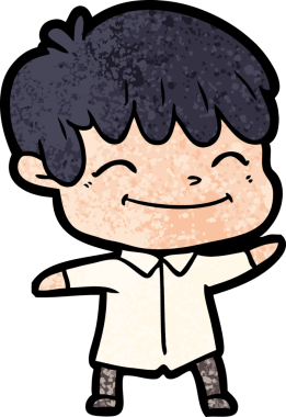 Bir insan tarafından çizilmiş mutlu çocuk çizgi filmi.