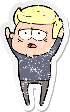 Bir insan tarafından çizilmiş yorgun bir çizgi filmin sıkıntılı çıkartması.