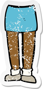 Bir insan tarafından çizilmiş çizgi film bacaklarının gerilimli yapıştırması.