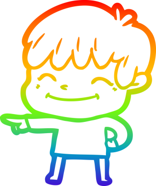 gökkuşağı gradyan çizgi çizimi bir insan tarafından çizilmiş mutlu bir çocuk