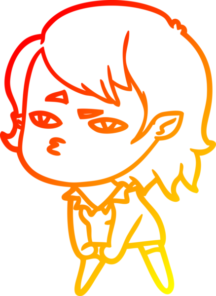 Bir insan tarafından çizilmiş bir vampir kız çizgi çizimi.