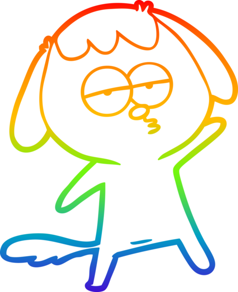 gökkuşağı gradyan çizgi çizimi bir insan tarafından çizilmiş sıkılmış bir köpek