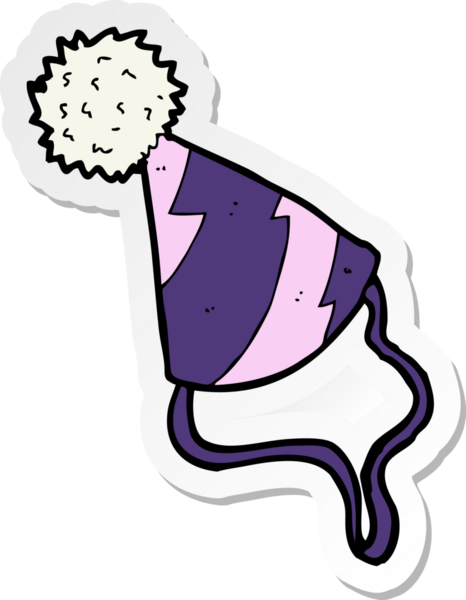 Bir insan tarafından çizilmiş bir karikatür parti şapkasının çıkartması.