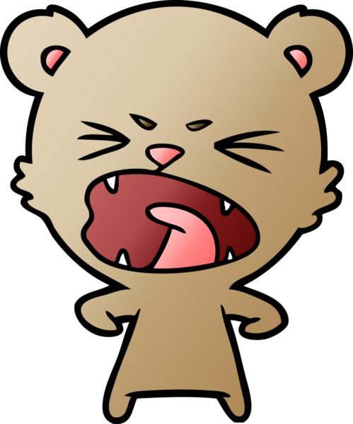 Bir insan tarafından çizilmiş kızgın çizgi film ayısı.