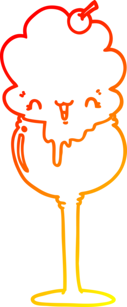 Bir insan tarafından çizilmiş tatlı bir dondurma çölünün sıcak çizgi çizimi.