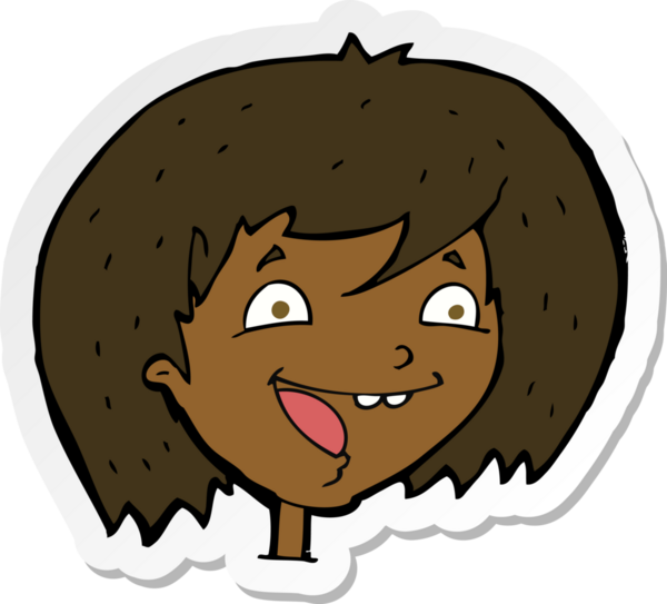 Bir insan tarafından çizilmiş mutlu bir kızın çıkartması.