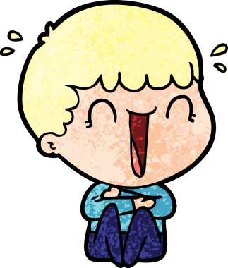 Bir insan tarafından çizilmiş gülen karikatür adam.