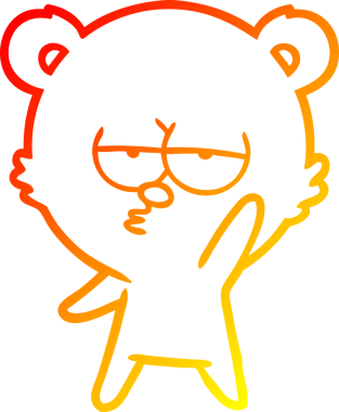 Bir insan tarafından çizilmiş, sıkılmış bir kutup ayısının sıcak çizgi çizimi.