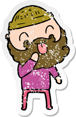 Bir insan tarafından çizilmiş sakallı bir adamın sıkıntılı çıkartması.