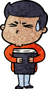 Bir insan tarafından çizilmiş terleyen çizgi film adamı.