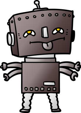 Bir insan tarafından çizilmiş çizgi film robotu