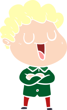 Bir insan tarafından çizilmiş düz renkli karikatür adam.