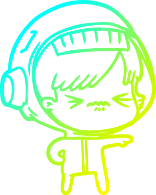 Bir insan tarafından çizilmiş soğuk gradyan çizgili astronot kadın çizimi.