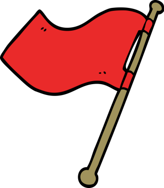 Bir insan tarafından çizilmiş kırmızı bayrak.