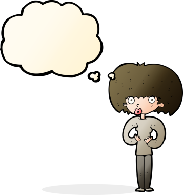 Bir insan tarafından çizilmiş düşünce balonlu bir karikatür.