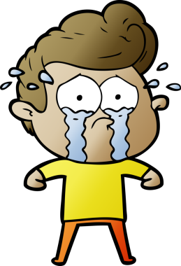 Bir insan tarafından çizilmiş ağlayan bir karikatür.