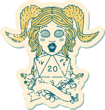 Retro Dövme Biçimi Bir insan tarafından çizilmiş doğal yirmi zar atışıyla düzenleme