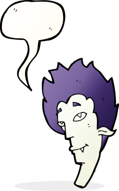 Bir insan tarafından çizilmiş düşünce balonlu vampir kafası.