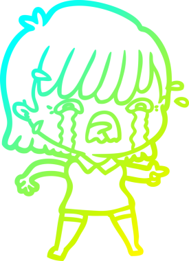 Bir insan tarafından çizilmiş ağlayan bir çizgi film kızı çizimi.