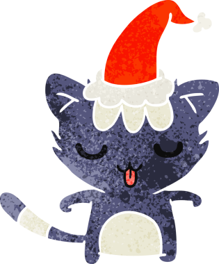 Bir insan tarafından çizilmiş kawaii kedisinin eski bir karikatürü.