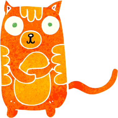 Bir insan tarafından çizilmiş çizgi film kedisi.