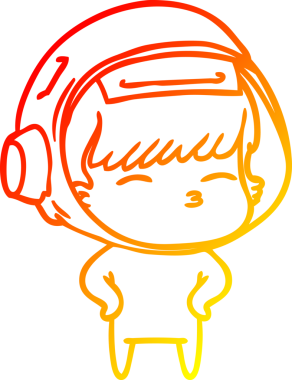 Bir insan tarafından çizilen çizgi film meraklısı astronotun sıcak gradyan çizimi