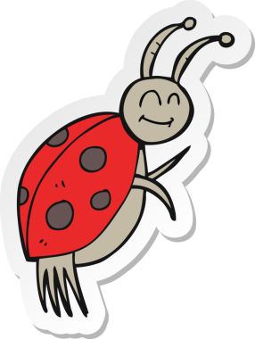 Bir insan tarafından çizilmiş bir uğur böceğinin çıkartması.