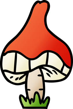 Bir insan tarafından çizilmiş tek bir mantarın gradyan karikatürü.